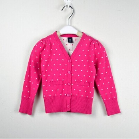 Autumn and winter children female Baby Knit Cardigan Sweater Girl jacket cotton wave 1-2-3 Huang Honglan