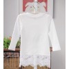 Girls cotton long-sleeved shirt lace t-shirt