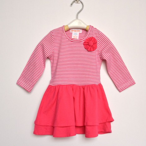 In the fall of 2014 new kids children dress dress long sleeved cotton stripe baby girls puff cake skirt