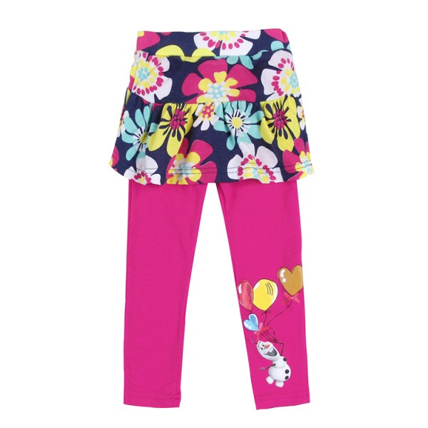 Frozen pants for baby girls children lovely full divided skirt pants with beautiful flower and Olaf printed HG5509