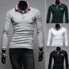 2015 new hit color stitching cuffs Korean men cultivating long-sleeved T-shirt Slim