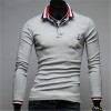 2015 new hit color stitching cuffs Korean men cultivating long-sleeved T-shirt Slim