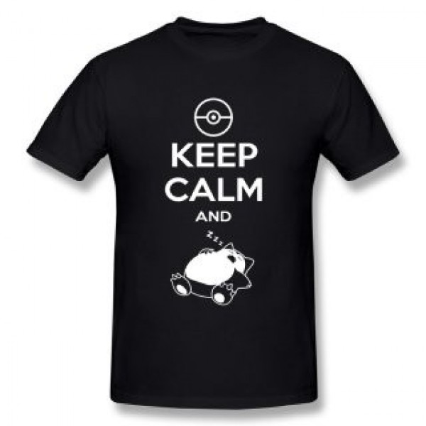 New 2014 Top Brand Slim Fit Mens T Shirt Keep Calm And Carry On Snorlax Sleep On Pokemon Creat Own Text Man Tee Shirts