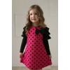 Sweetheart Baby Girls Toddler Kids Cute Polka Dot Long Flounced Sleeve Ribbon Bow Front Cotton Princess Party Dress Free Shipping