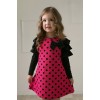 Sweetheart Baby Girls Toddler Kids Cute Polka Dot Long Flounced Sleeve Ribbon Bow Front Cotton Princess Party Dress Free Shipping