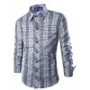 2015 New Blouse  Men's Shirts Plaid Shirts Casual  Stylish Fashion  Korean Style Long Sleeve Shirt Turn-down Collar  12064