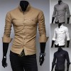 New Arrival  Men'S Clothing Chemise Homme Stylish Slim Fit Unique Neckline  Comfortable  Long Sleeve Shirt 12113