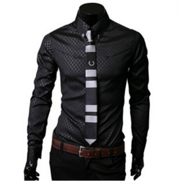   Hot-Selling Striped Shirt Men  Chemise Homme Cas...