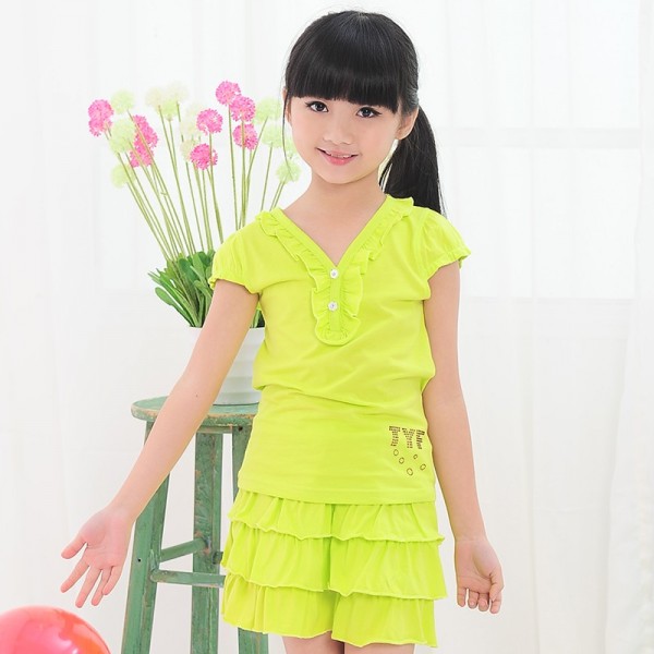 Kids Girls Summer 2015 Korean girls sport suit dre...