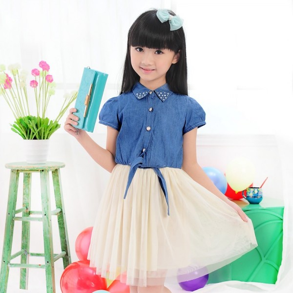 Girls Denim Skirt 2015 new summer princess skirt dress