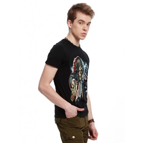 Men's T-shirt, men's short sleeve T-shirt 3D, skull spear pattern