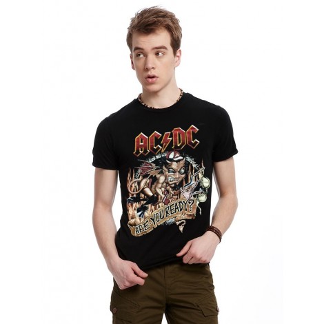 New men's short sleeved 3D stereo T-shirt, T-shirt printing, ACDC Australia heavy metal rock band