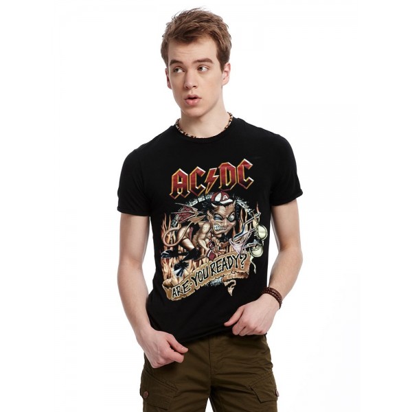 New men's short sleeved 3D stereo T-shirt, T-shirt printing, ACDC Australia heavy metal rock band