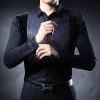 In the autumn of 2015 new men's middle-aged men's Long Sleeve Black Shirt