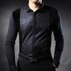 In the autumn of 2015 new men's middle-aged men's Long Sleeve Black Shirt