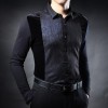 In the autumn of 2015 new men's middle-aged men's Long Sleeve Black Shirt