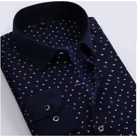   2015 New Fashion Style Polka Dot Men Shirts Long-Sleeve Cotton Shirt plus size S-4XL 30cl