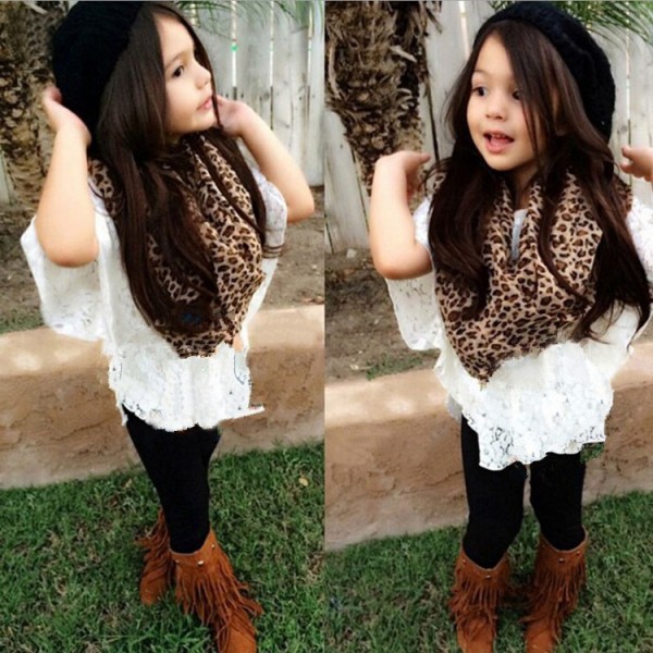 Children baby New Fashion Vest + Lace tops + Leggi...