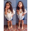 Children baby New Fashion Vest + Lace tops + Leggings + scarf 4 piece suit girl dress 2-7 Y