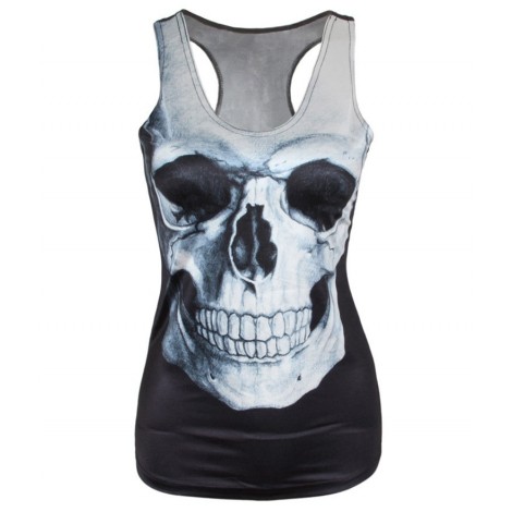 2015 hot Women Digital printing the word vest Fashion slim skull pattern tank For Women BX002