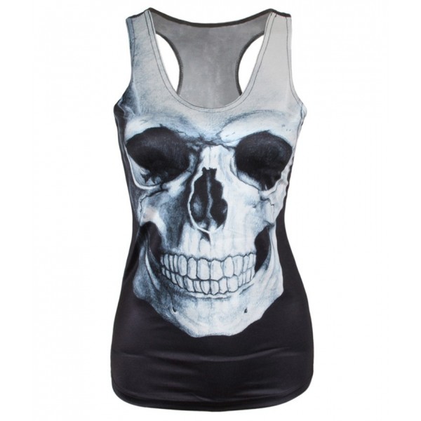 2015 hot Women Digital printing the word vest Fashion slim skull pattern tank For Women BX002