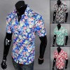 Men hot sale fashion casual short sleeve Floral shirt Uniform Mens Shirt