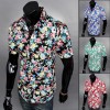 Men hot sale fashion casual short sleeve Floral shirt Uniform Mens Shirt