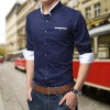 Warm autumn and winter men's long-sleeved business shirt Korean Slim thick cotton plus velvet shirt big yards youth inch