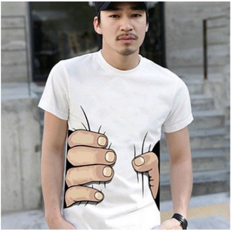 New Arrivals Summer Printed Men's Short Sleeve T-shirt 3 D Hand Cotton Fabric Fashion   Hombre Casual Hip Hops Tops Tees