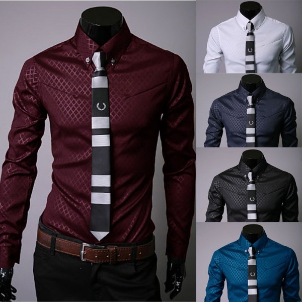 Men's Clothes Obscure Twill Slim Business Casual Shirts Long sleeved Cotton Blended Mens Shirt Upper GarmentsLarge size