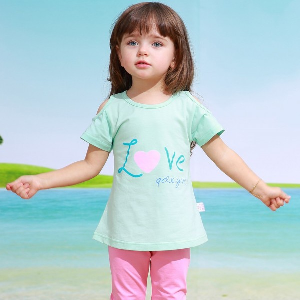 children   pure cotton short sleeve T-shirt two-piece fashion girl clothes