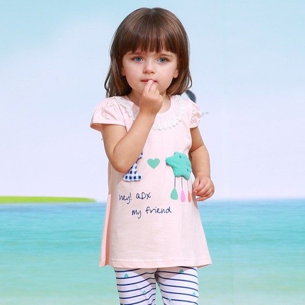 children   pure cotton short sleeve T-shirt two-pi...